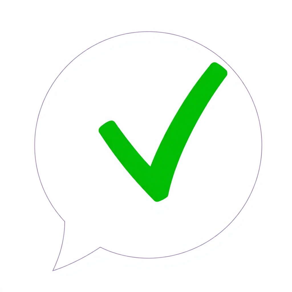 Confirmation checkmark, a person receiving a message